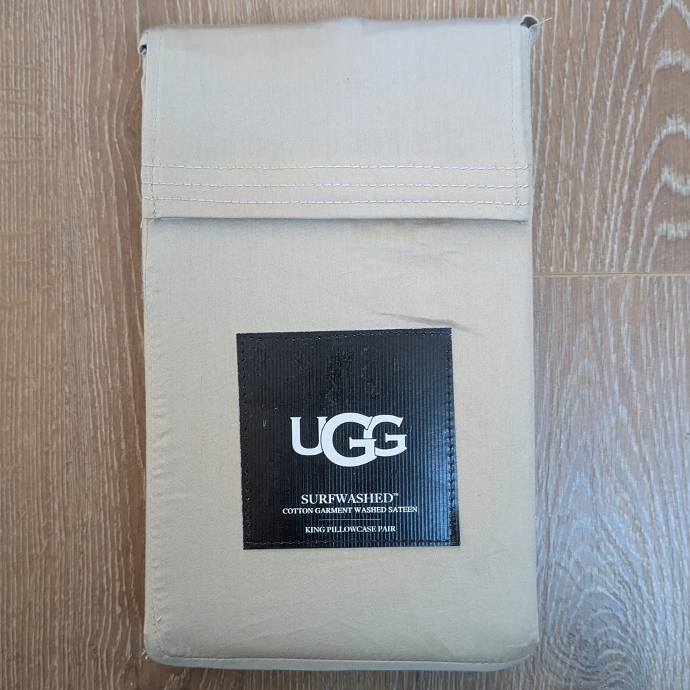 UGG Surfwashed Cotton King Pillowcase Pair in Oatmeal Tan